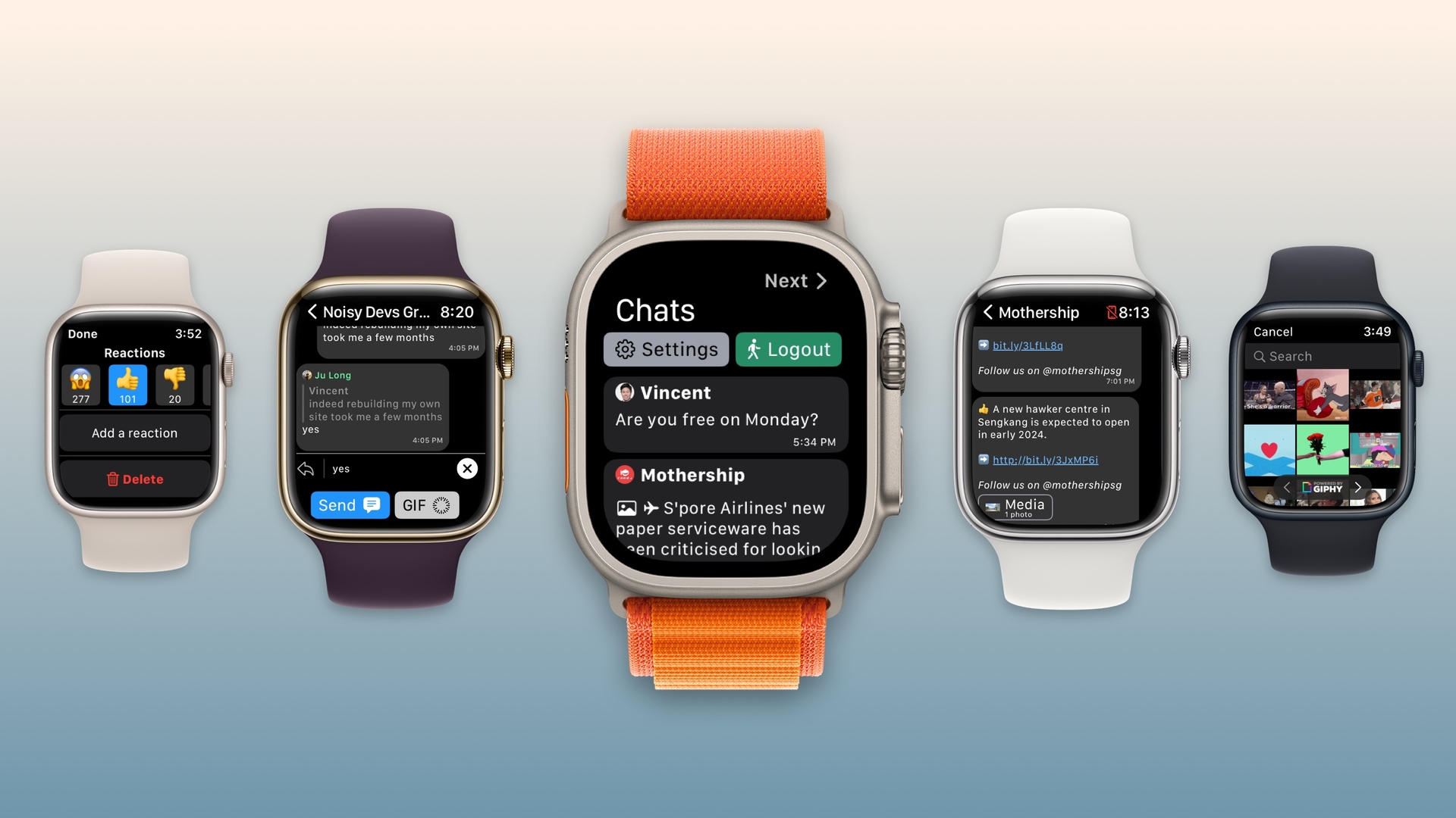 Chat via Telegram on your Apple Watch, using Pigeon.