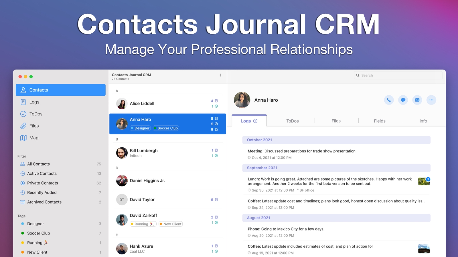 Meet Contacts Journal CRM for Mac