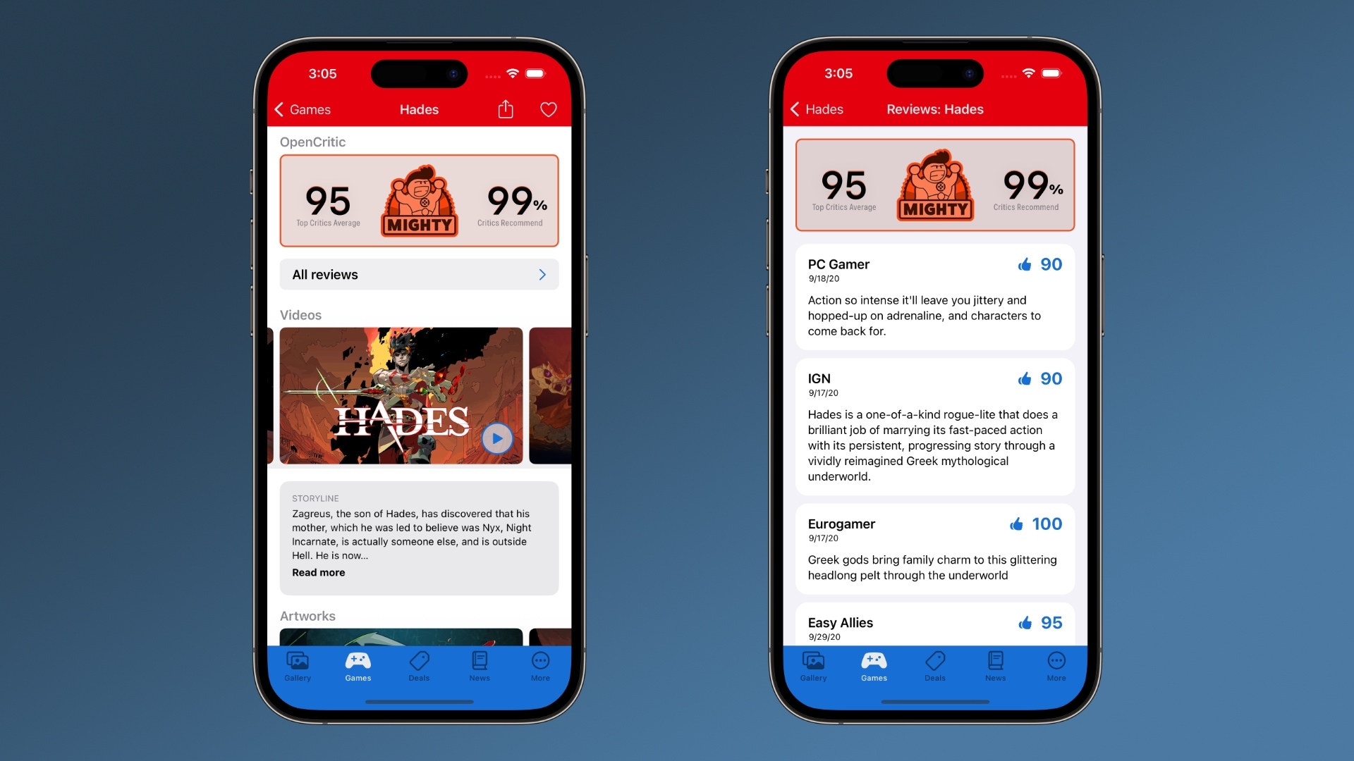SwitchBuddy integrates OpenCritic data to show summaries & review