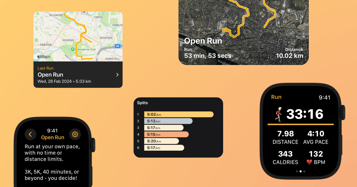 Open runs and splits added to Watch to 5K