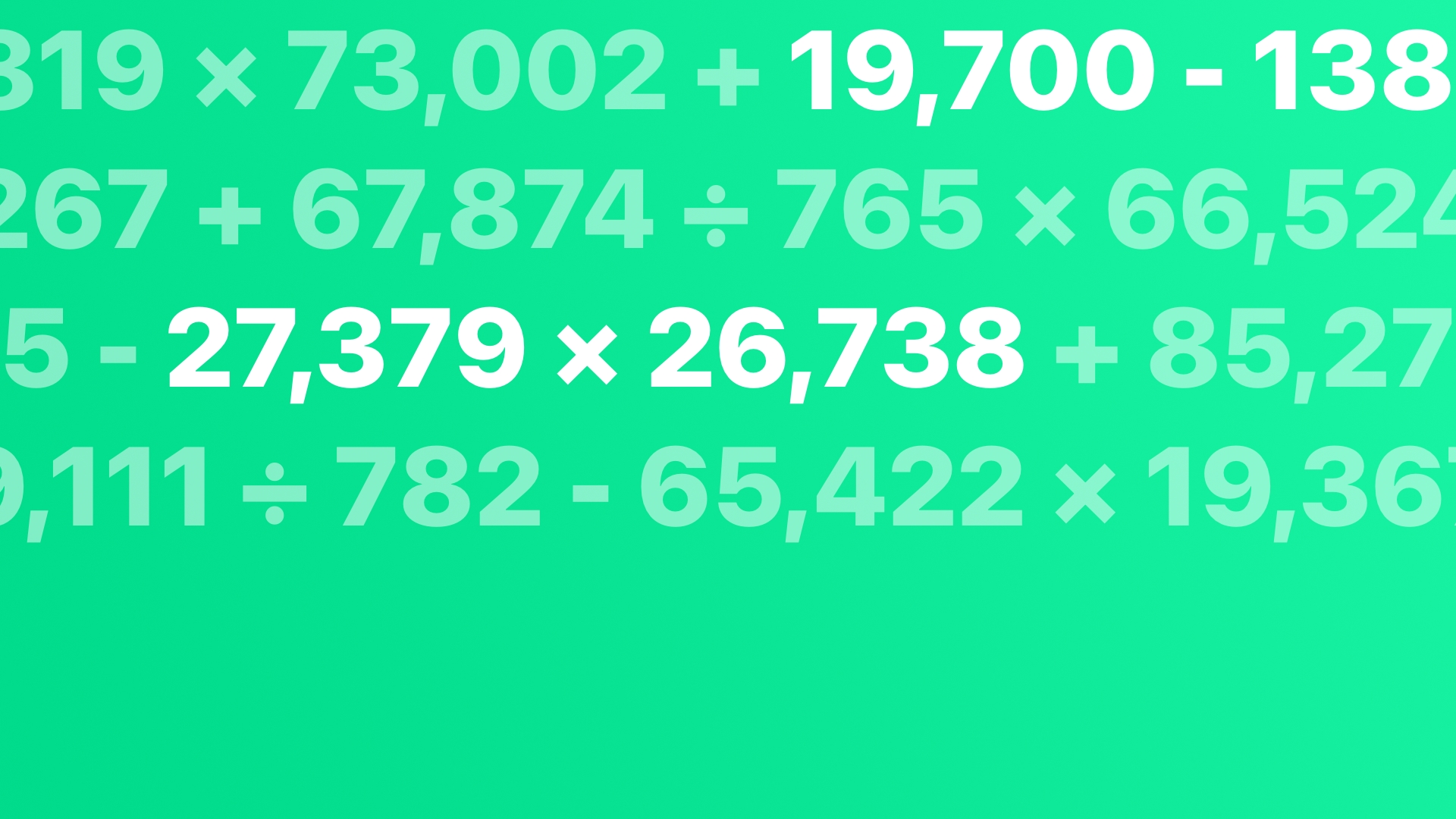 Practice to calculate with huge numbers!