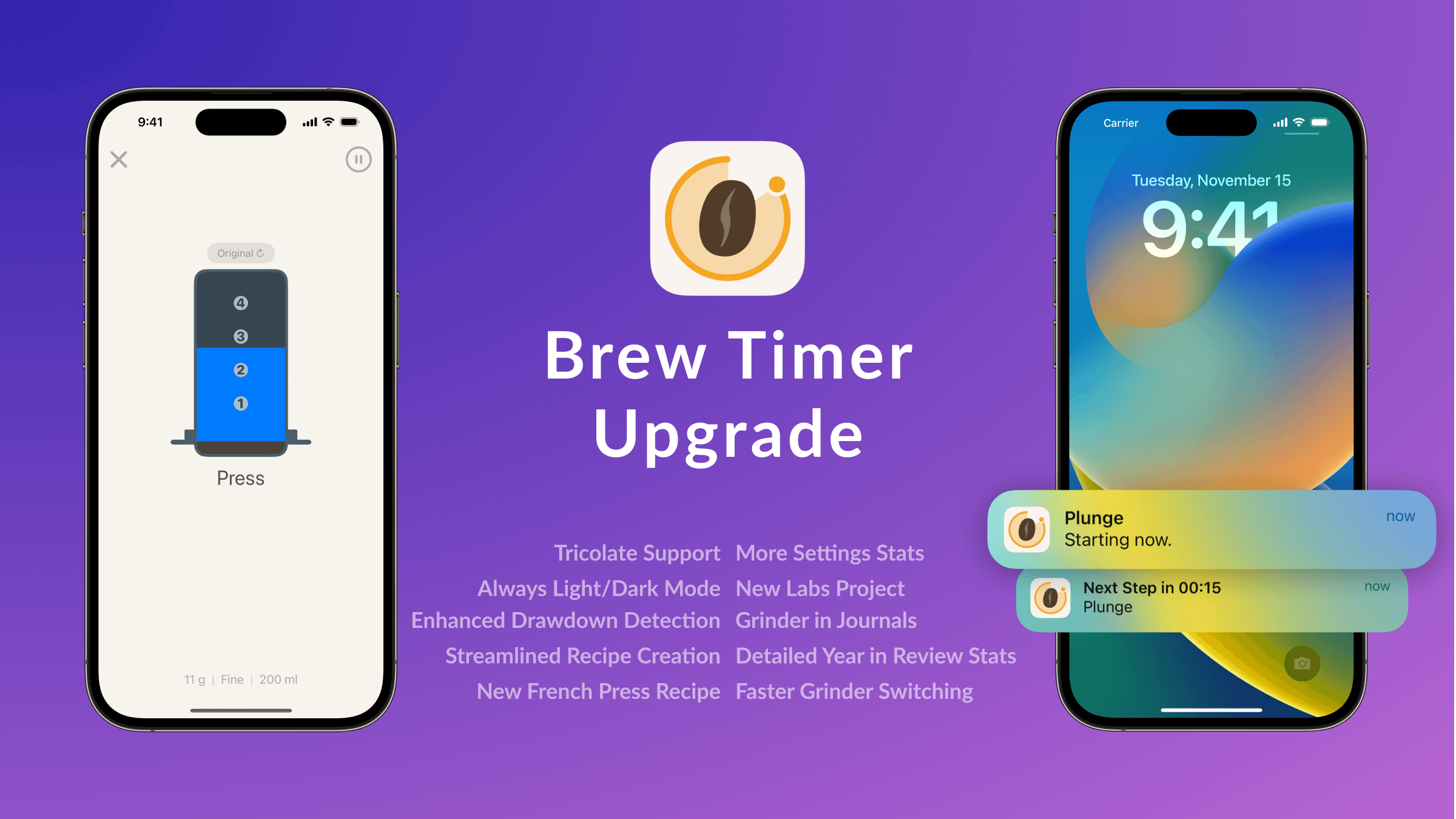 Brew Timer Upgrade: Background brewing and 15 More Changes