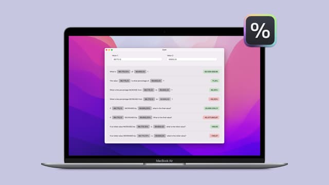Cent is a free utility to calculate percentages on your Mac