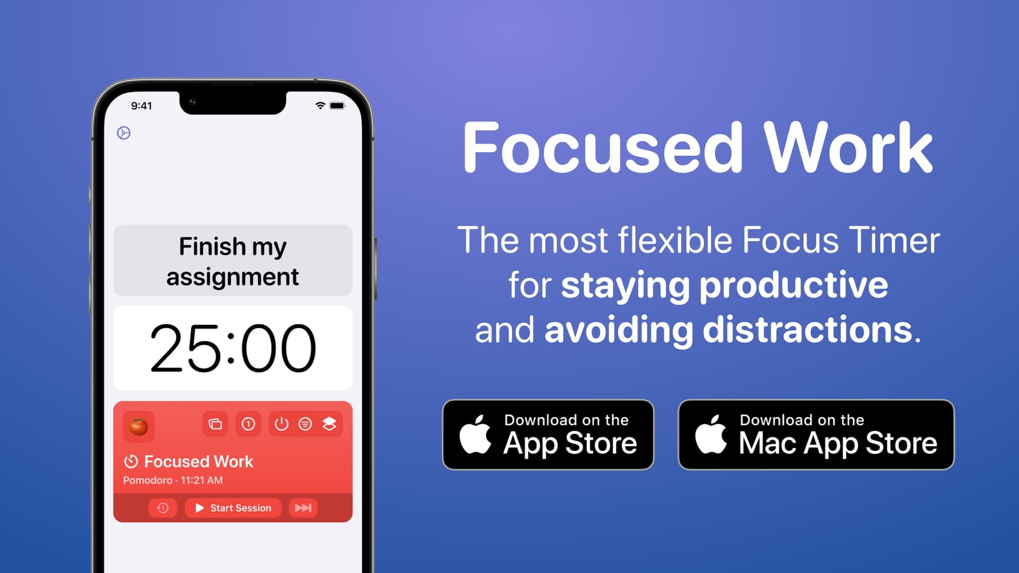 Block distracting Apps & Websites with Focused Work